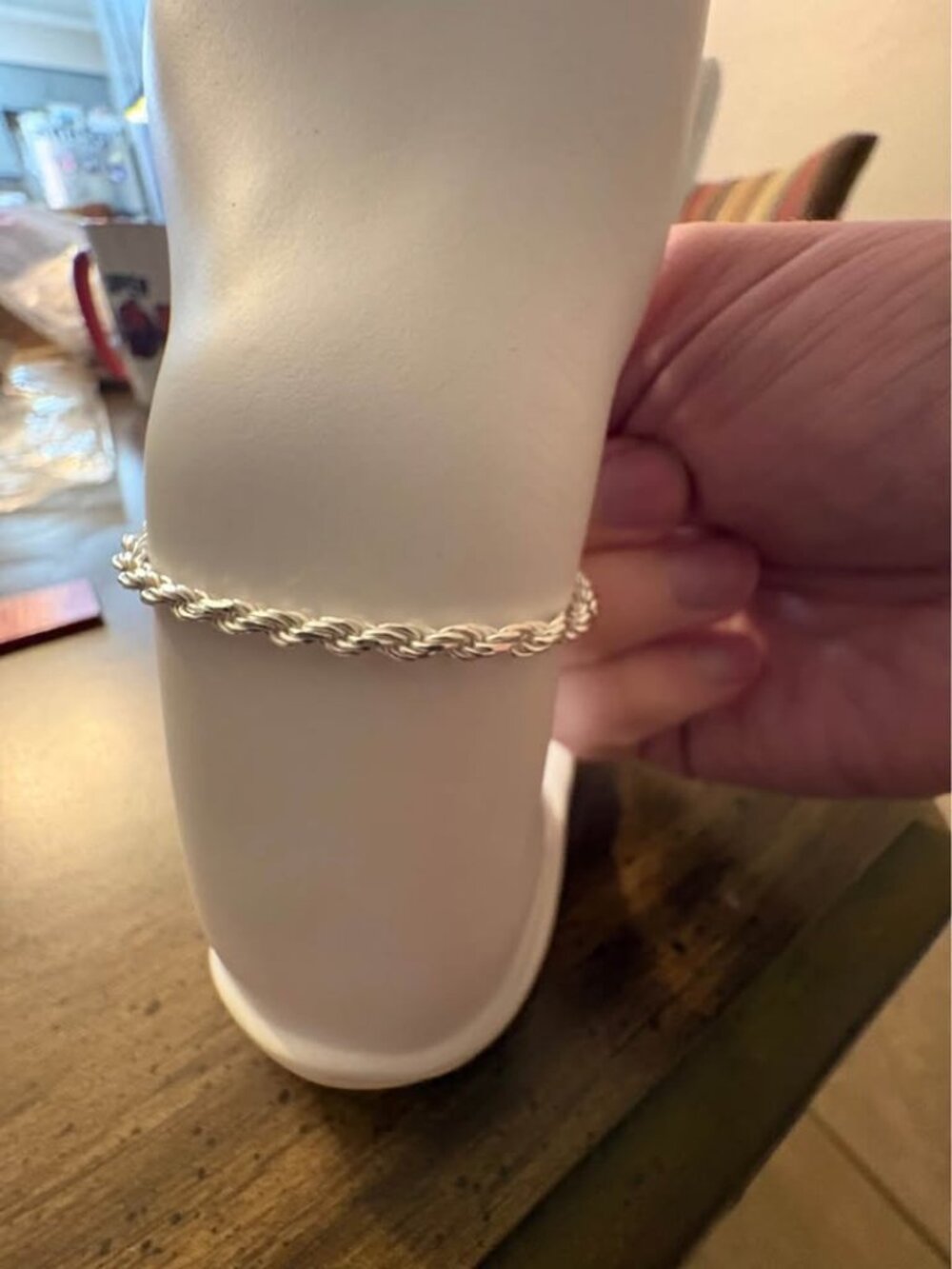 8 Inch Silver Rope Chain Bracelet, 2.8mm, 5.9 grams 925 Sterling